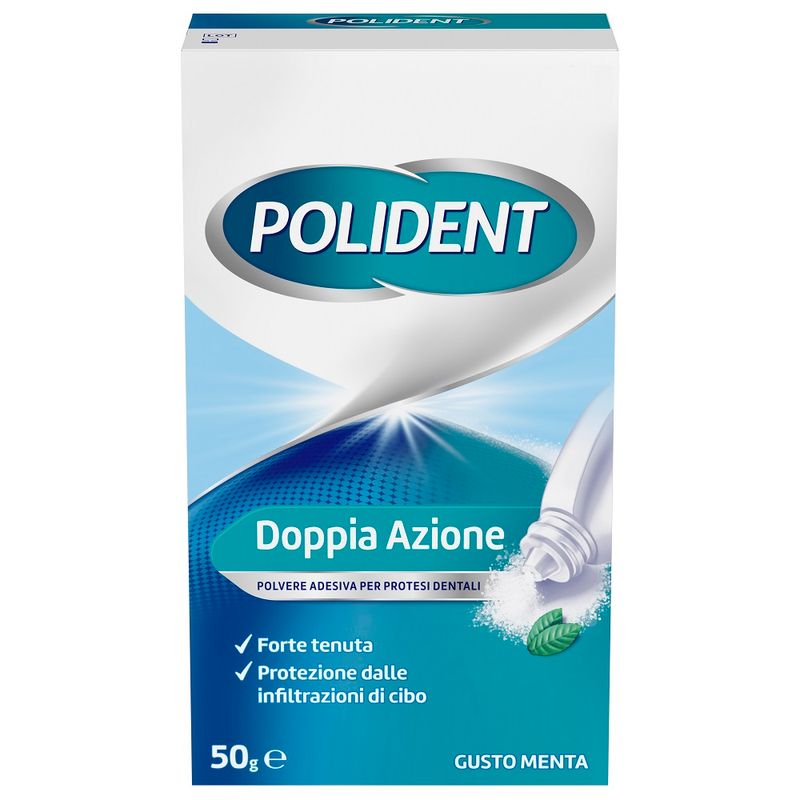 Polident Polvere Adesivo Per Protesi Dentale Tenuta Giornaliera Gusto Menta 50 g-1