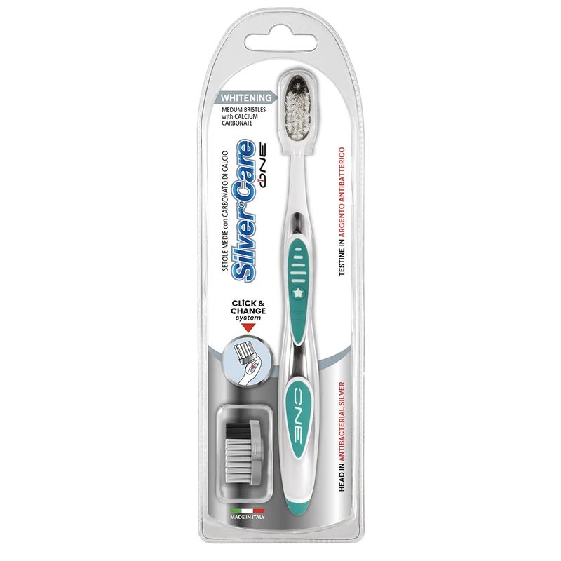 Silver Care One Whitening spazzolino con testina rimovibile + ricarica colori assortiti-1