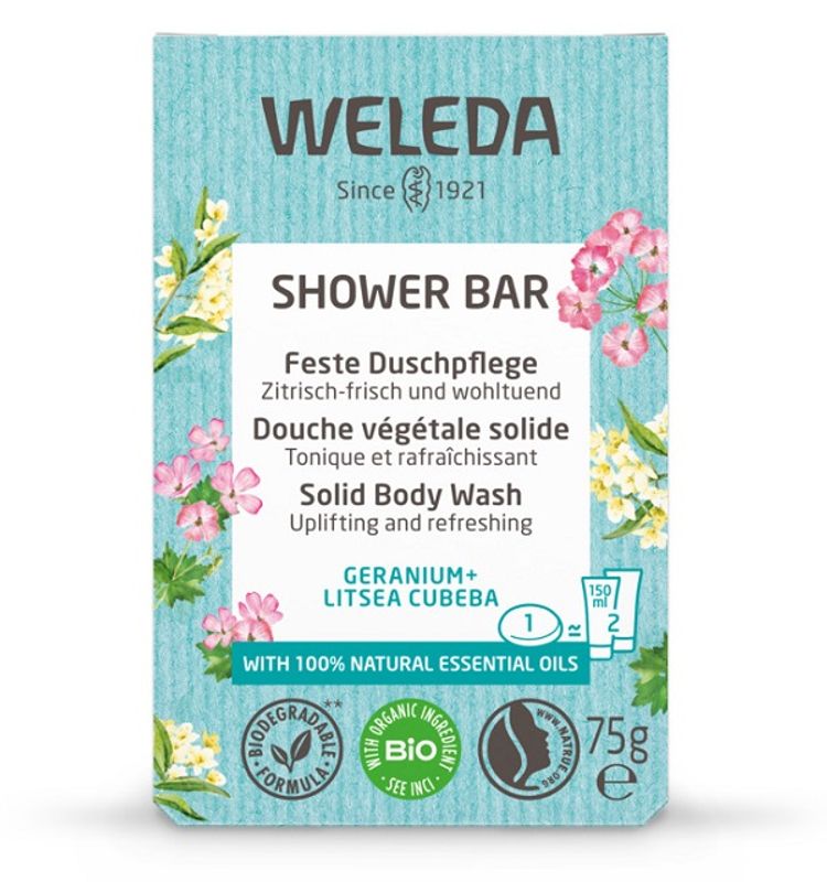 Weleda Shower Bar Geranio + Litsea Cubeba bagnodoccia solido 75g-1