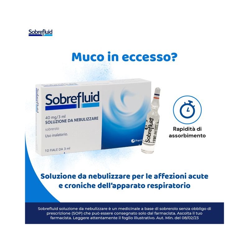 Sobrefluid per tosse e vie respiratorie 40mg/3ml soluzione da nebulizzare 10 fiale-1
