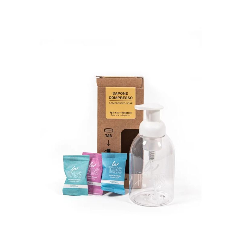 Napkin Letabs Sapone Compresso Starter Kit Dosatore + 3 Tabs Differenti Profumazioni-3