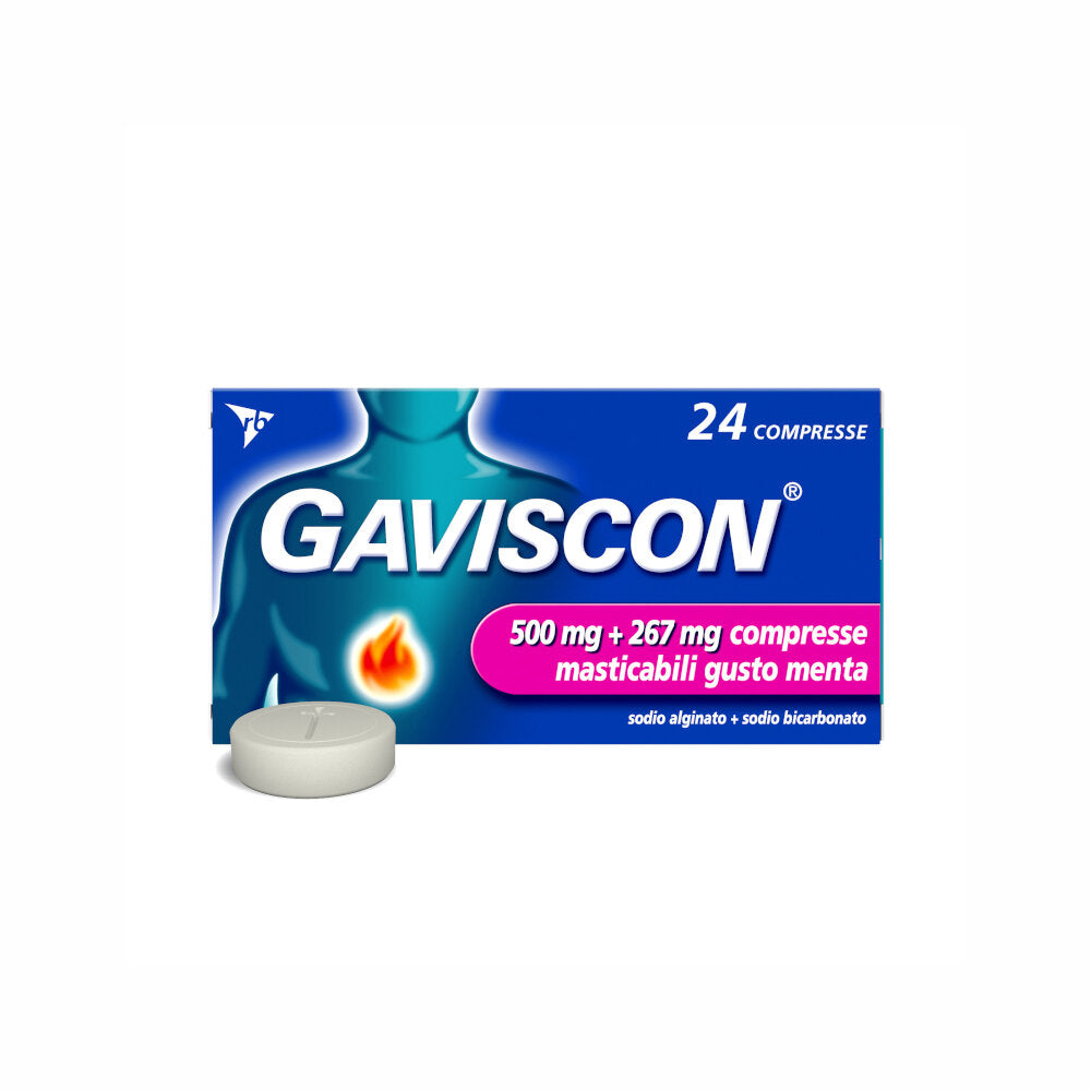 Gaviscon 24 compresse masticabili aroma menta 500+267mg-0