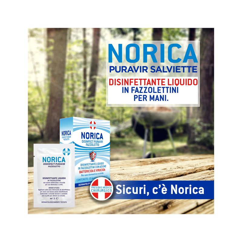 Norica Disinfect Puravir disinfettante liquido in fazzolettini 10 pezzi-4