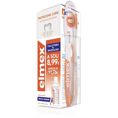 Elmex Protezione Carie Special Pack collutorio 400ml + spazzolino setole medie-2