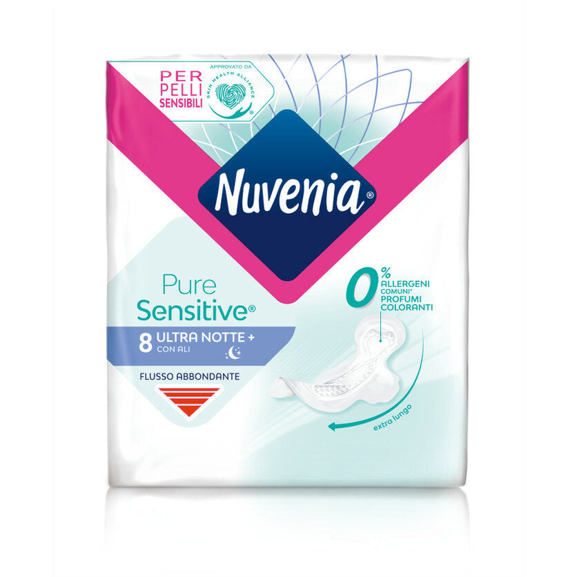 Nuvenia Pure Sensitive Ultra Notte Assorbenti con ali 8 pezzi-2