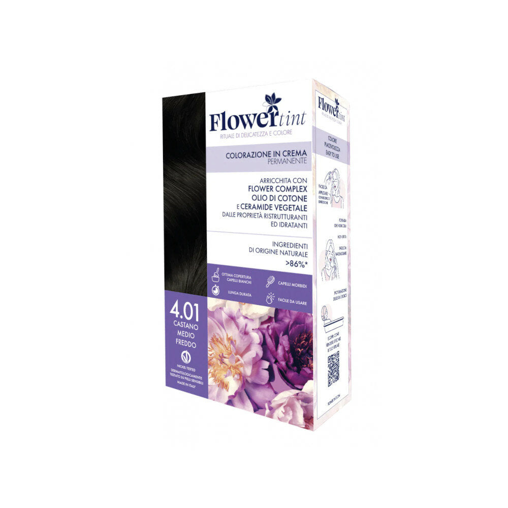 Flowertint Colorazione In Crema Permanente Colore 4.1 Castano Medio Freddo-2