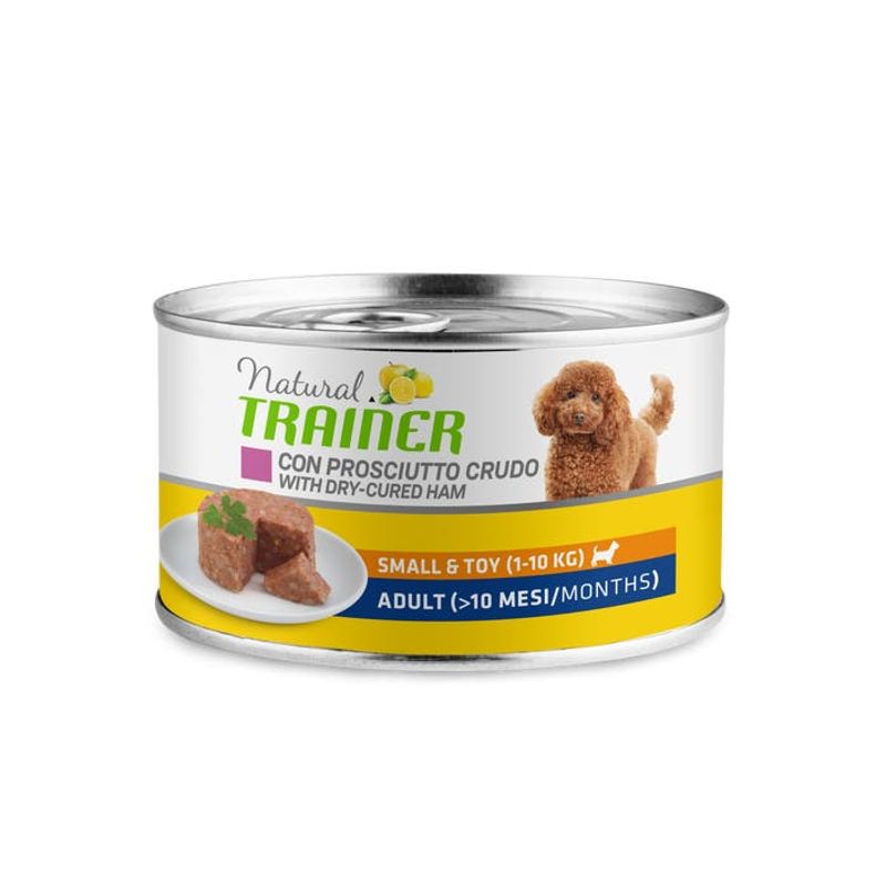 Natural Trainer Cibo Umido Prosciutto/Riso Per Cani Adulti Taglia Piccola Lattina 150g-1