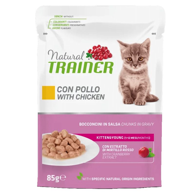 Natural Trainer Kitten&Young Bocconcini Di Pollo In Salsa Per Gattini 85g-1