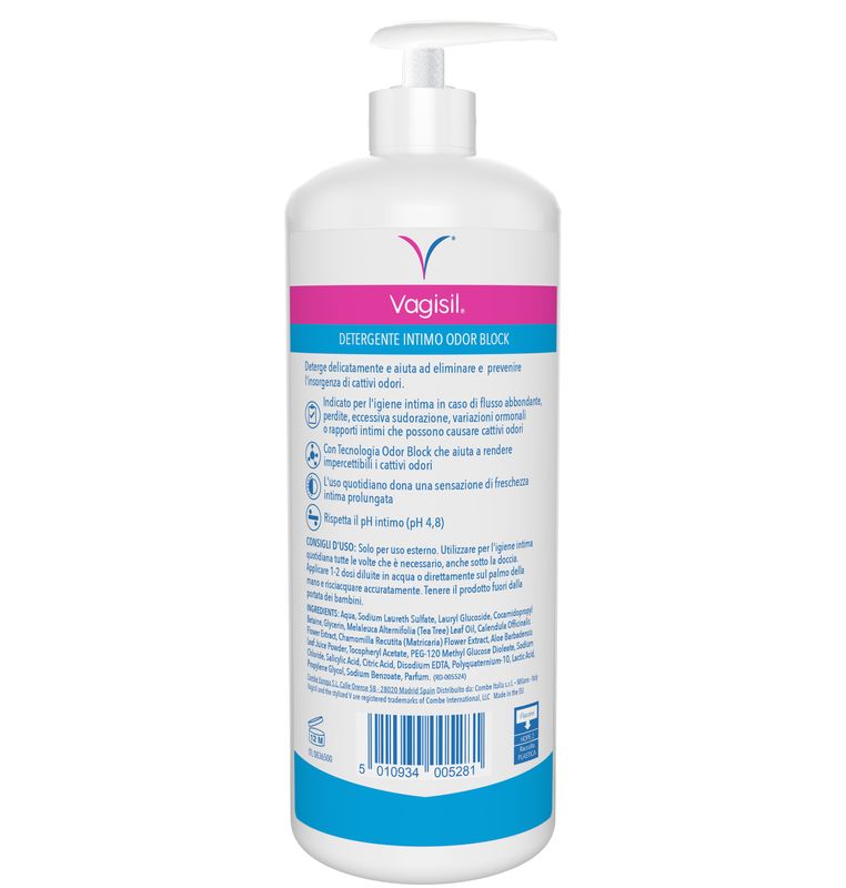 Vagisil Detergente Intimo Odor Block Per l'Igiene Quotidiana Rinfrescante Con Aloe Vera 500ml-5