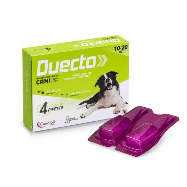 Duecto Spot On antiparassitario per cani 10/20kg 4 pipette-2