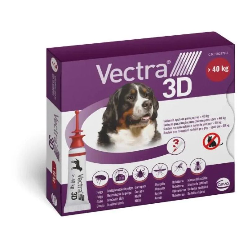 Vectra 3D Spot-on 3x8ml Antiparassitario Cani >40kg Tappo Rosso-1