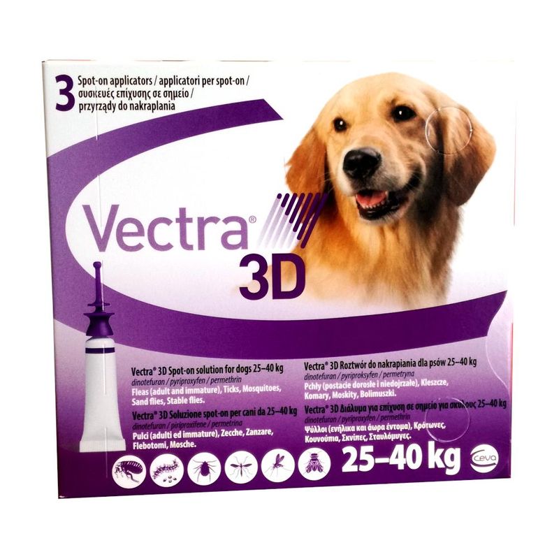 Vectra 3D Soluzione Antiparassitaria Spot On per cani da 25-40 KG 3 pipette-1