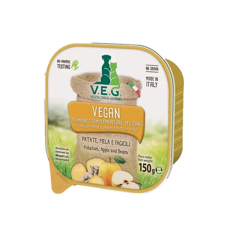 Marpet Vegan Dog Patate/Mela/Fagioli Cibo Umido Per Cani Adulti Vaschetta 150g-1