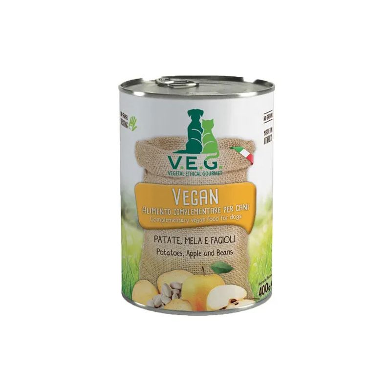 Marpet Vegan Dog Patate/Mela/Fagioli Cibo Umido Per Cani Adulti Scatoletta 400g-1
