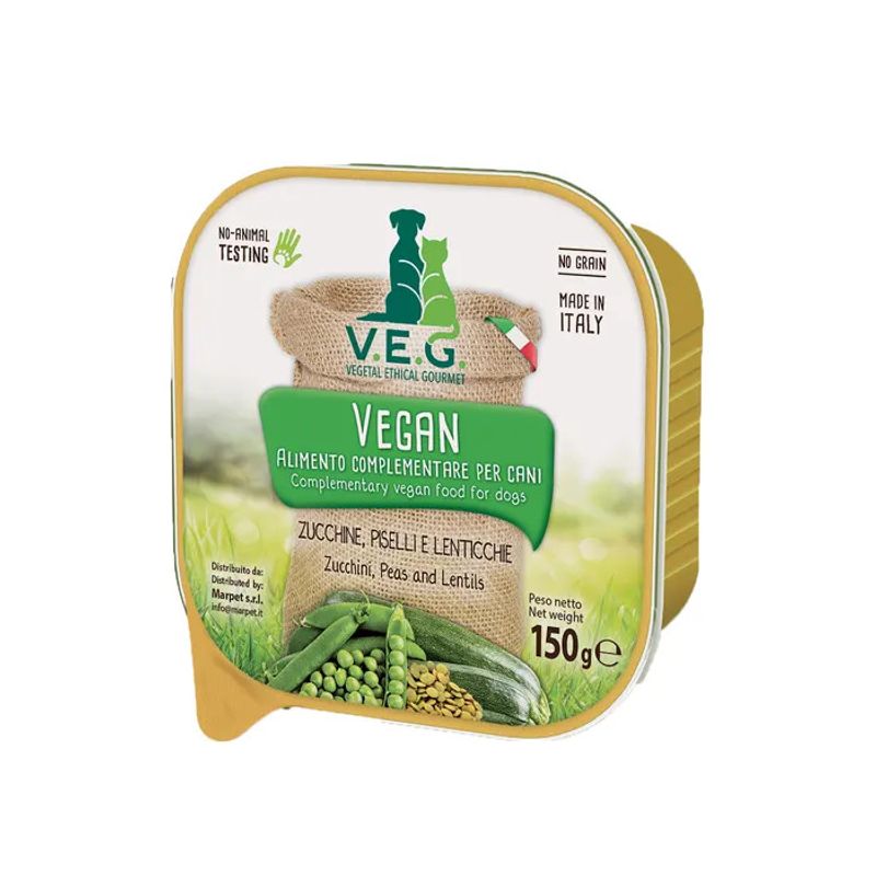 Marpet Vegan Dog Zucchine/Piselli/Lenticchie Cibo Umido Per Cani Adulti Vaschetta 150g-1