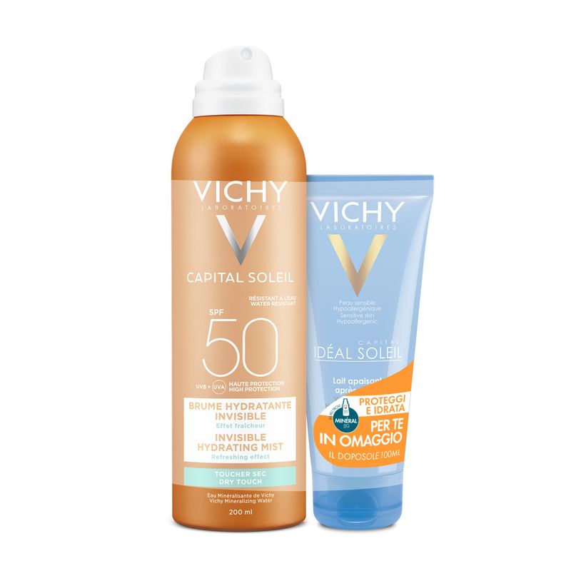 Vichy Idéal Soleil SPF50 Spray Invisibile idratante 200ml +IN OMAGGIO Doposole-1