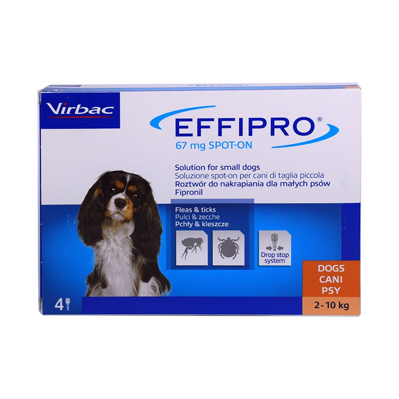 Virbac Effipro Spot-on 67mg Antiparassitario per cani taglia piccola 2-10kg 4 pipette-1