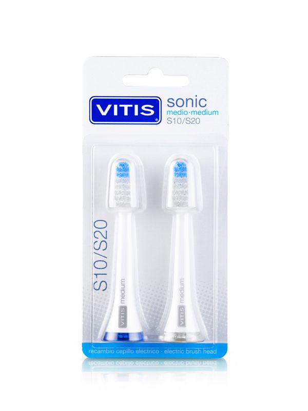 Vitis Sonic S10/S20 testina di ricambio setole medie 2 pezzi-1