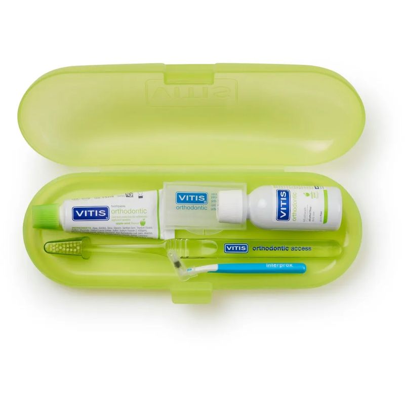 Vitis Orthodontic Kit collutorio + dentifricio + spazzolino + cera ortodontica + scovolino-1