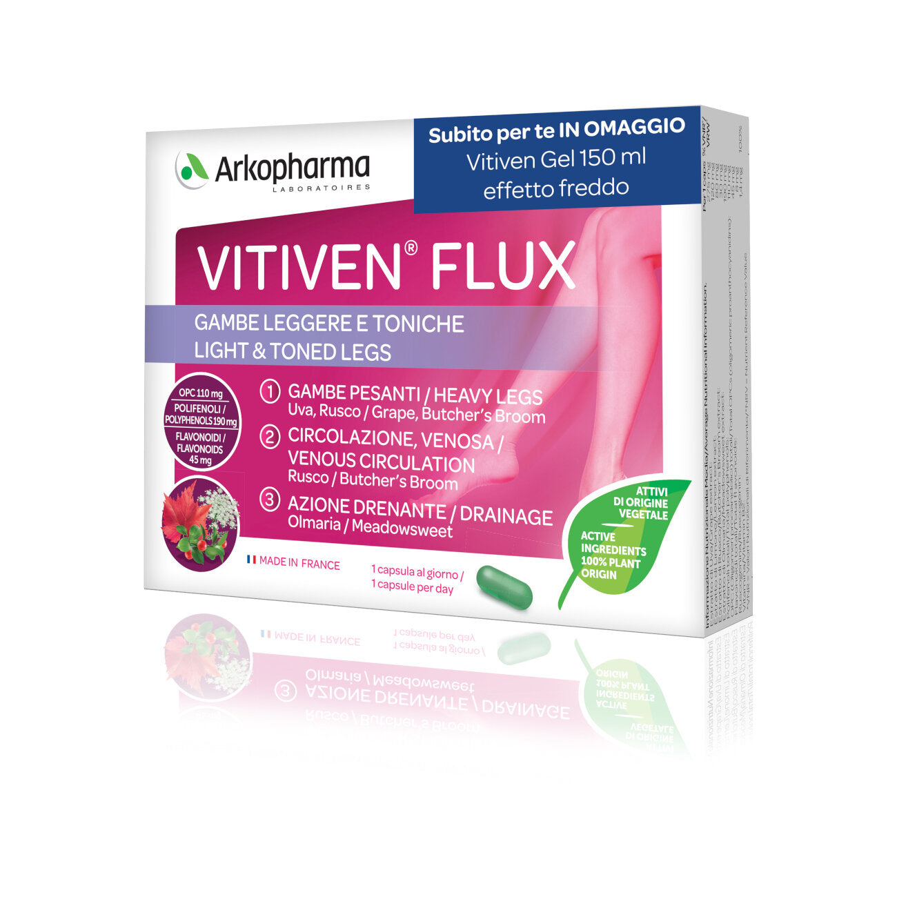 Vitiven Flux gambe pesanti 30 capsule +OMAGGIO Vitiven Gel Effetto Freddo 150ml-2