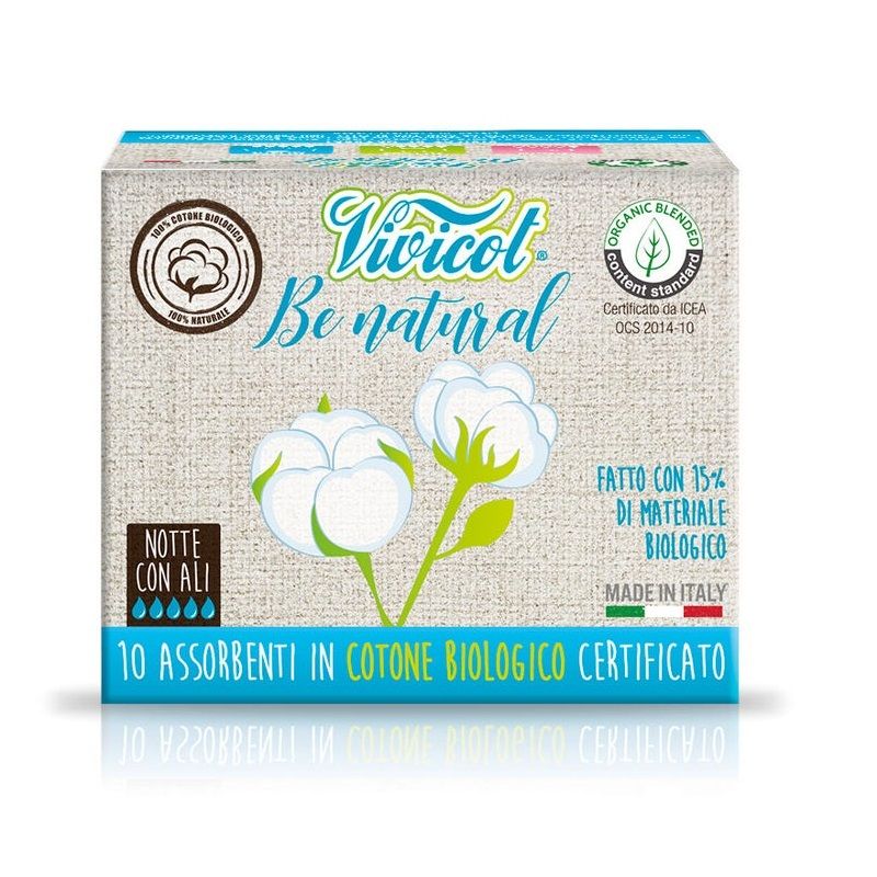 Vivicot Be Natural Assorbenti Notte Con Ali 10 Pezzi-1