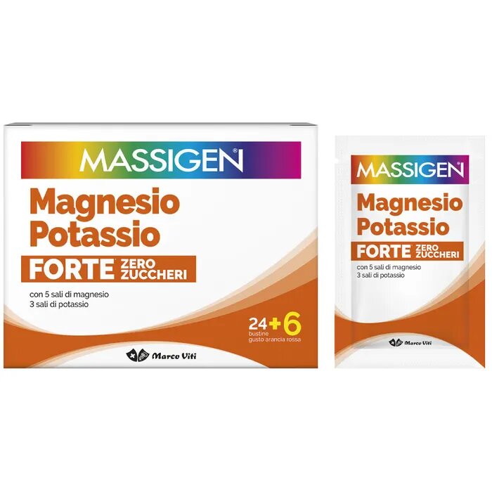 Marco Viti Massigen Magnesio Potassio Forte Zero Zuccheri  gusto arancia rossa 24+6 Bustine-2