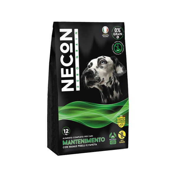 Necon Crocchette Cane Senza Cereali Singola Proteina Animale Maiale E Piselli 12 Kg-1