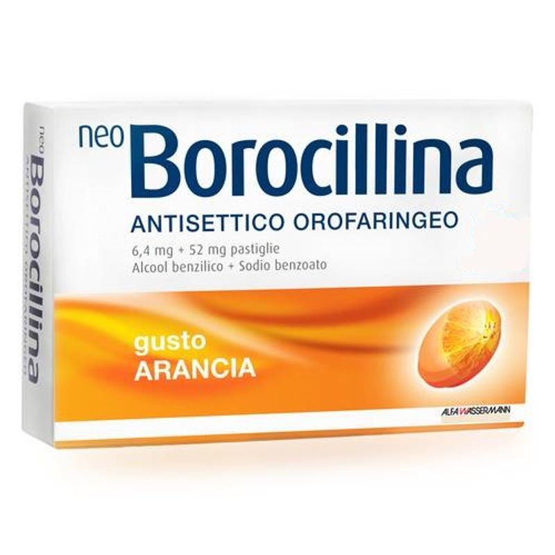 Neoborocillina Antisettico Orofaringeo 16 pastiglie gusto arancia