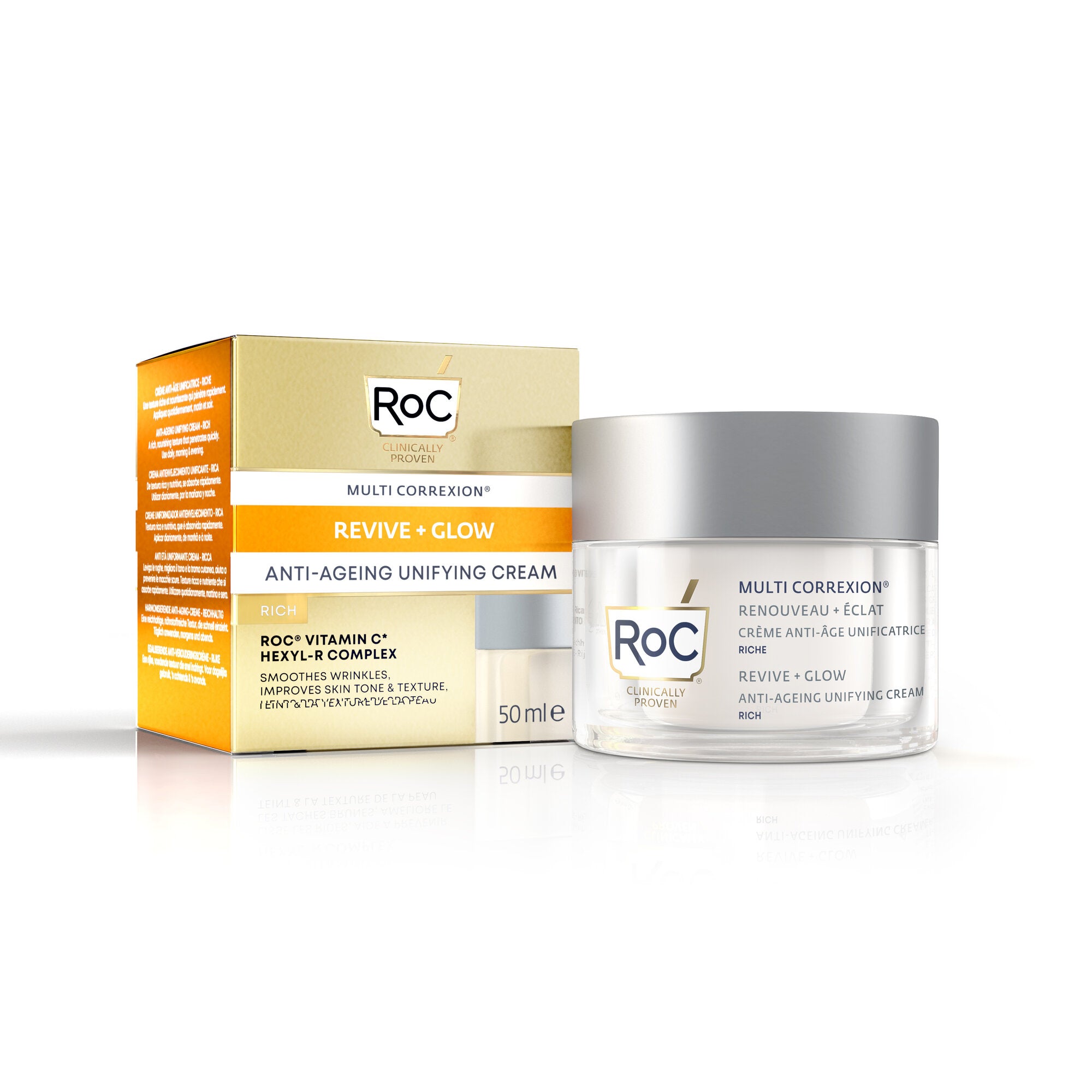 Roc Multi correxion Revive+ Glow Crema Viso anti età Uniformante ricca 50ml