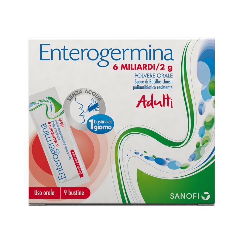 Enterogermina 6 Miliardi/2g Orosolubile Adulti polvere orale 9 bustine