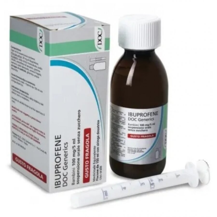 Ibuprofene Doc 100mg/5ml Gusto Fragola 150ml