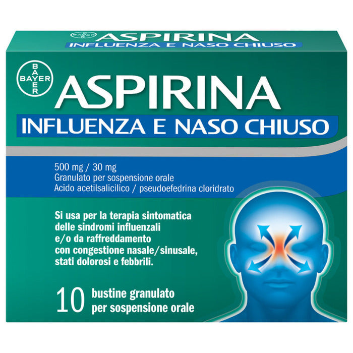 Aspirina Influenza e Naso Chiuso Antidolorifico Decongestionante contro Sintomi Influenzali 10 Buste-20