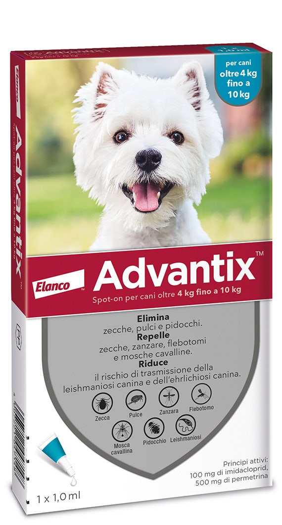 Advantix Spot On Per Cani da 4 a 10 Kg Soluzione 1 Pipetta da 1,0ml