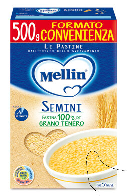 Mellin Pasta Semini Grano Tenero 5 mesi+ 500g