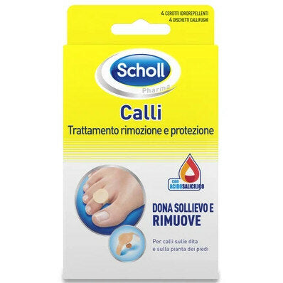 Dr Scholl Calli trattamento rimozione e protezione 4 cerotti idrorepellenti e 4 dischetti callifughi
