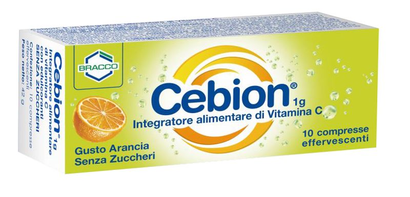 Cebion 1gr Vitamina C 10 compresse effervescenti gusto arancia senza zucchero