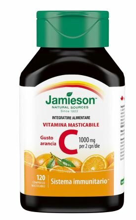 Jamieson Vitamina C 1000 Masticabile gusto arancia per il sistema immunitario 120 compresse