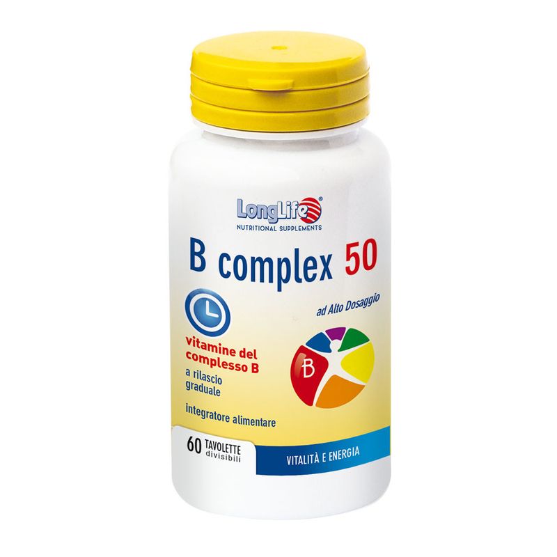 Longlife B Complex 50 alto dosaggio azione rivitalizzante 60 tavolette