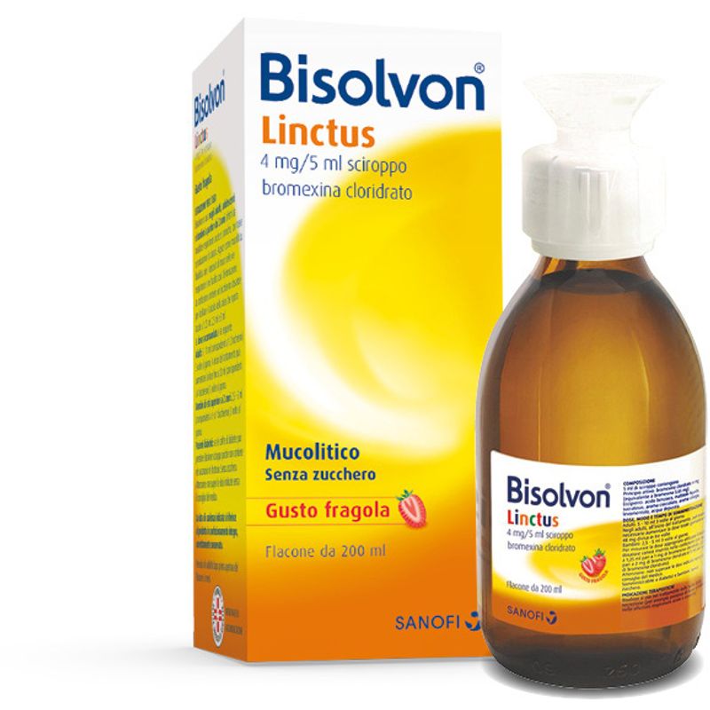 Image of Bisolvon Linctus Sciroppo Mucolitico Per Tosse Grassa 2anni+ Fragola 200ml