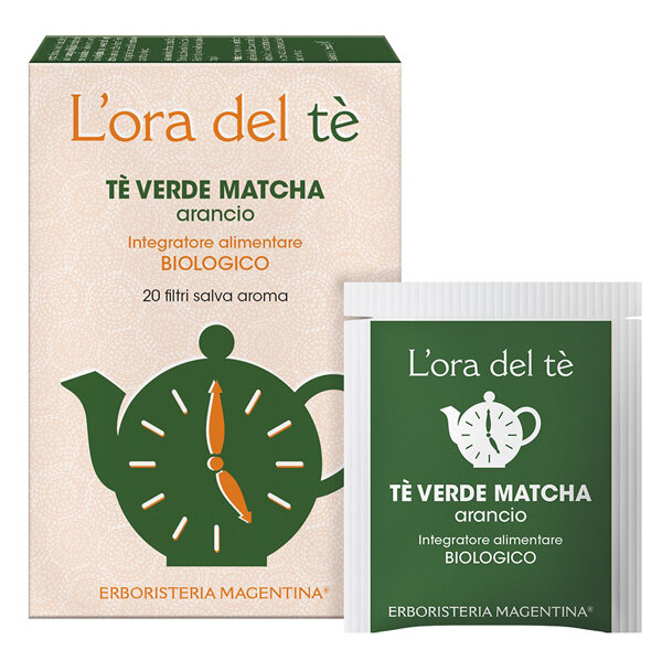 Image of Erboristeria Magentina L'Ora del Tè Tè Verde Matcha Arancio 20 filtri salva aroma