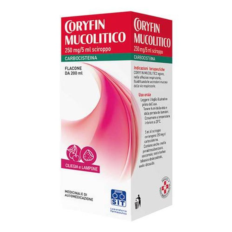 Image of Coryfin Mucolitico Sciroppo gusto ciliegia e lampone 200ml