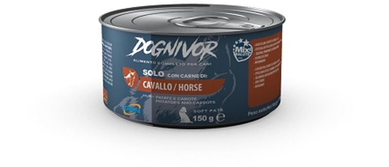Dognivor Cibo Umido Con Cavallo Patate e Carote Per Cani Adulti Scatoletta 150g