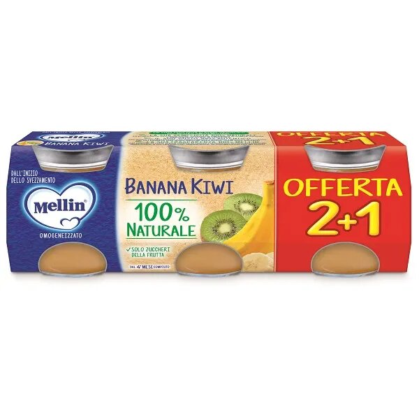 Mellin Omogeneizzato Banana/Kiwi 3x100g 4Mesi+