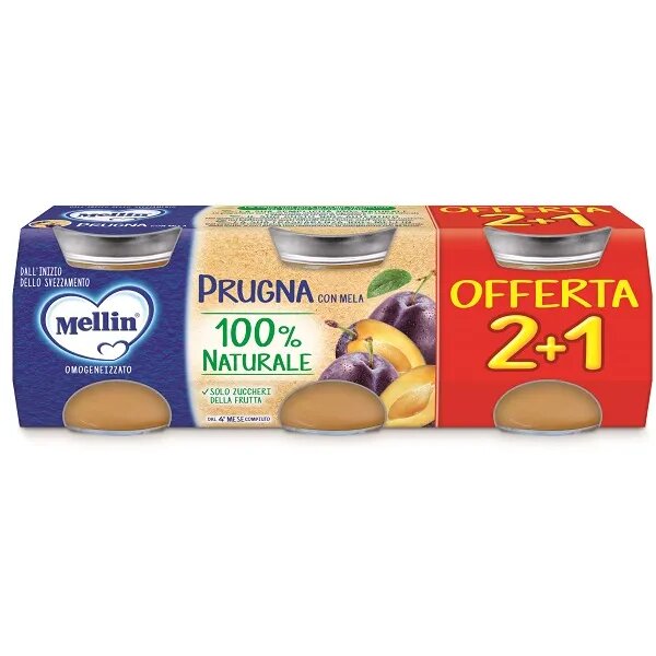 Mellin Omogeneizzato Prugna Con Mela 3x100g 4Mesi+