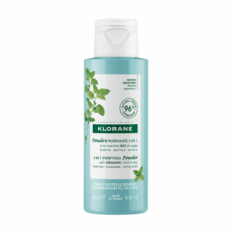 Klorane Polvere Purificante 3 in 1 alla Menta BIO e all'Argilla 50g