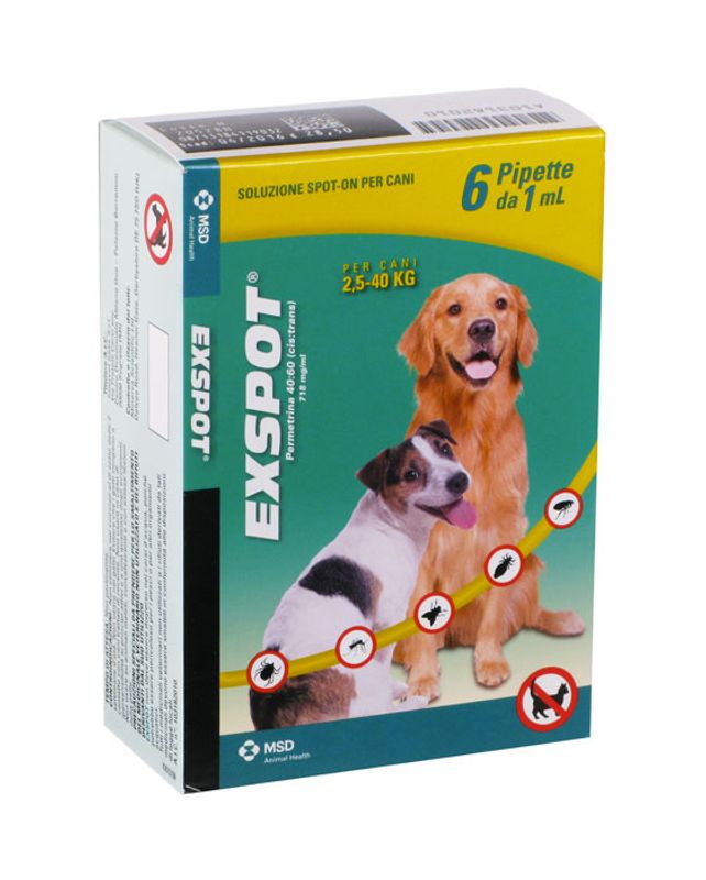 Antiparassitario per cani Exspot: contro zecche e pulci