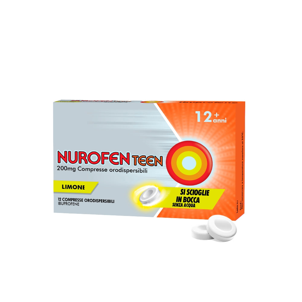 Nurofenteen 200 mg Ibuprofene Analgesico per  Mal di Testa Dolori ai Denti e Mestruali 12 Compresse al Limone