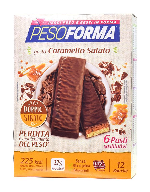 PesoForma Barrette Caramello Salato pasto sostitutivo per la perdita del peso 6 pasti