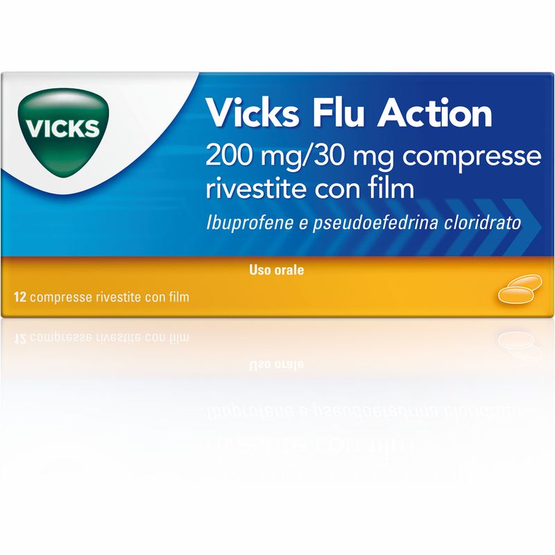 Vicks Flu Action per febbre e raffreddore 12 compresse