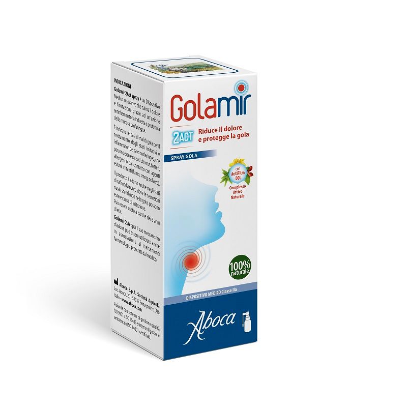 Aboca Golamir 2Act Soluzione Idroalcolica riduce il dolore e protegge la gola 30ml